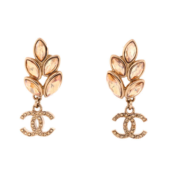 Chanel Jewelry - Chanel CC Sparkling Wheat Dangle Earrings Metal with Crystals
